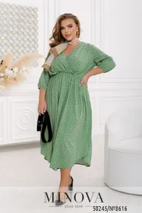 Платье 8616-оливка горошек Minova