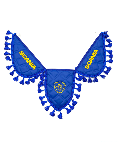 Вымпел тройной Scania (экокожа, синий с желтой вышивкой)
