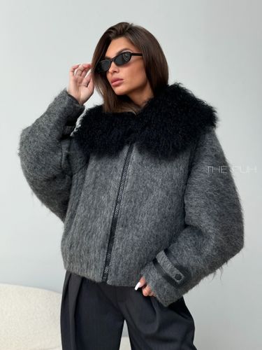 Графитовая куртка из шерсти со съемным мехом