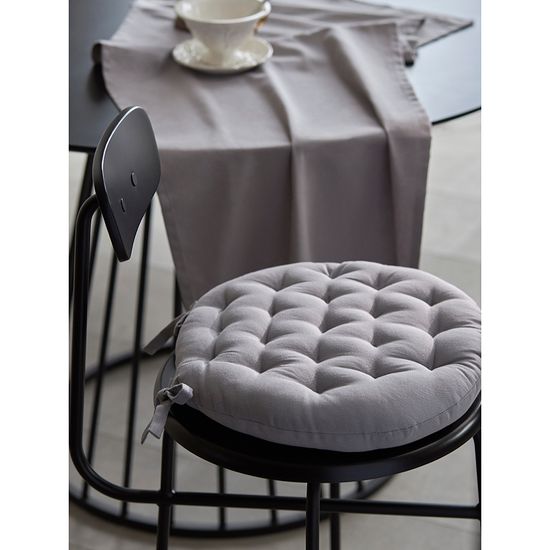 Подушка на стул круглая из хлопка серого цвета из коллекции essential, 35 см