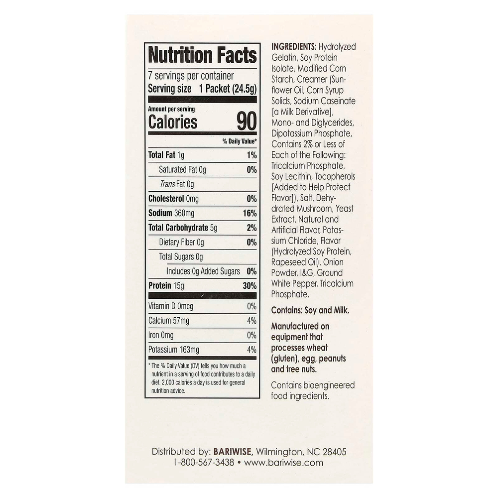 BariWise, протеиновый суп, грибной крем, 7 пакетиков по 24,5 г (0,86 унции)