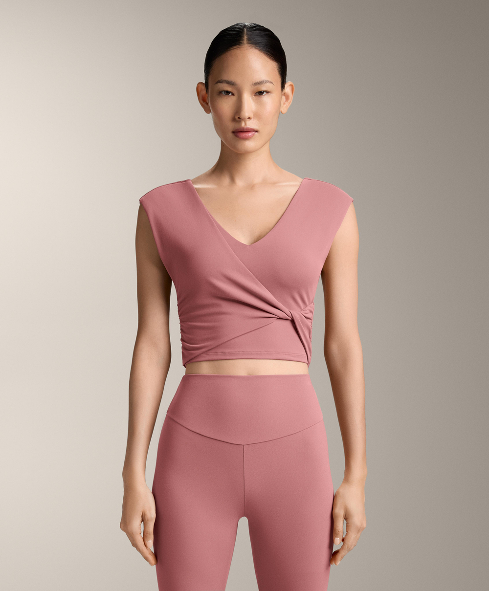 Oysho Топ-майка Comfortlux с перекрестными деталями, светло-розовый