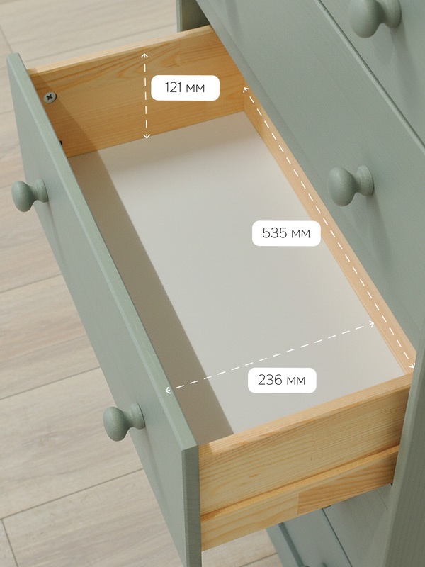 Dipriz Комод Раст 3 ящика из сосны, 62х30х68, эвкалипт