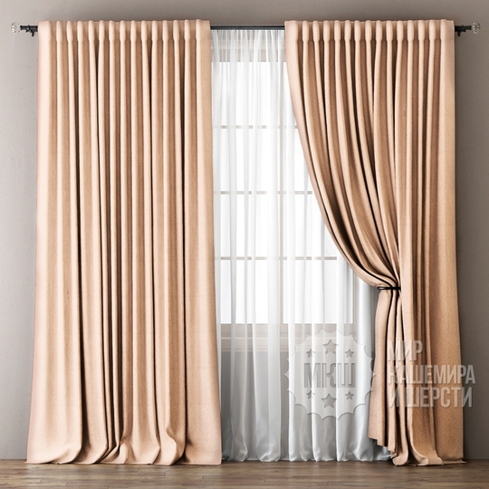 Готовые шторы блэкаут ОМА (арт. BL01-243-01) - 300х270, (170х270)х2 см. - (Возможна высота 250 см.) - бежевые