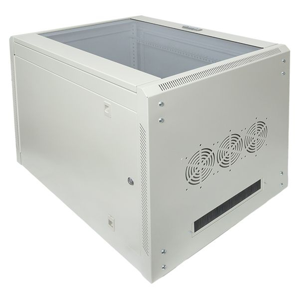 Шкаф настенный 19" TERACOM PRO 15U 600x600 мм дверь стеклянная с замком-ручкой серый