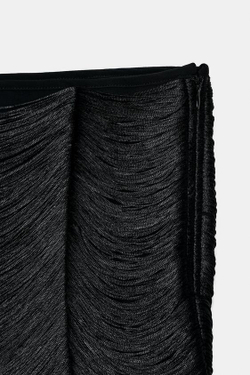 ZARA МИНИ-ЮБКА С БАХРОМОЙ, ЧЕРНЫЙ