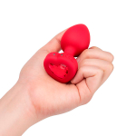 Красный анальный плаг с кристаллом-сердцем 10,5см b-Vibe Vibrating Heart Shape Jewel Plug M-L BV-051-RED