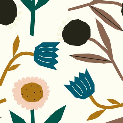 Абстрактные стильные цветы на белом фоне