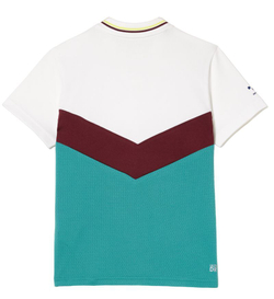 Футболка для мальчика теннисная Lacoste Tennis x Daniil Medvedev Jersey Polo - white/flashy yellow/bordeaux/blue