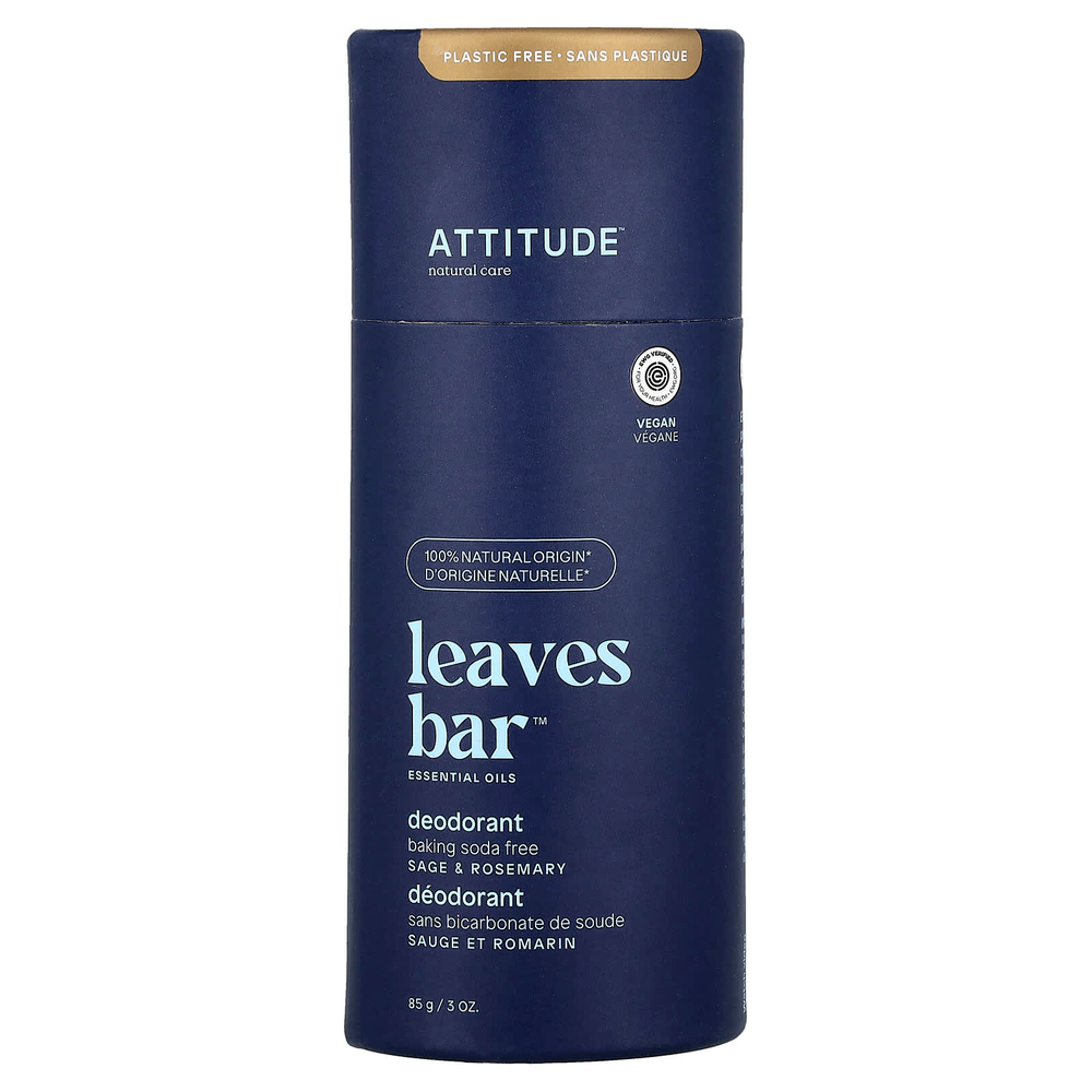 ATTITUDE, Leaves Bar™, дезодорант, шалфей и розмарин, 85 г (3 унции)