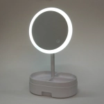 Зеркало настольное с подсветкой и органайзером «Beauty», цвет белый, USB, 35*18см