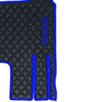 Ковры Shacman X-3000 рестайлинг (экокожа, черный, синий кант, синяя вышивка)