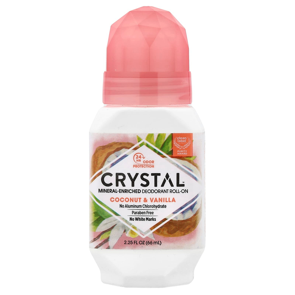 CRYSTAL, Шариковый дезодорант с минералами, с кокосом и ванилью, 66 мл (2,25 жидк. унц.)