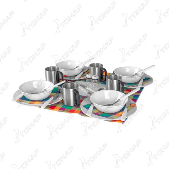 Набор для пикника на 4 персоны LUXE синий/серый (HS-425(4)BG) Helios