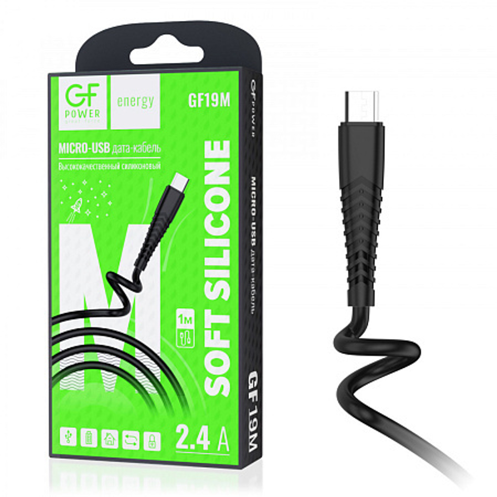 GFPower 19M USB (m)-microUSB (m) 1.0м 2.4A ПВХ
