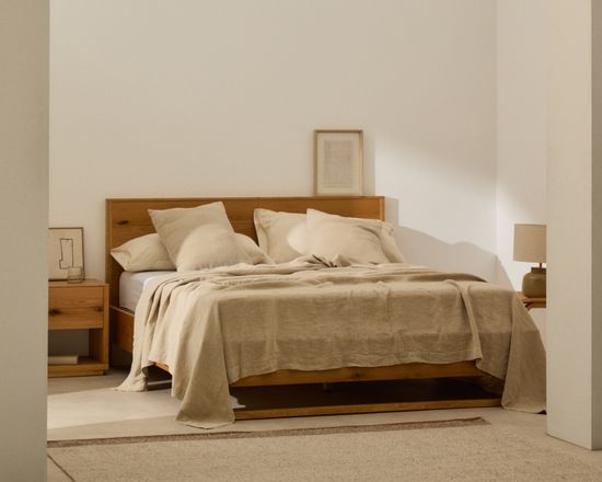 Плед Tandi из льна бежевого цвета 90 х 135 см