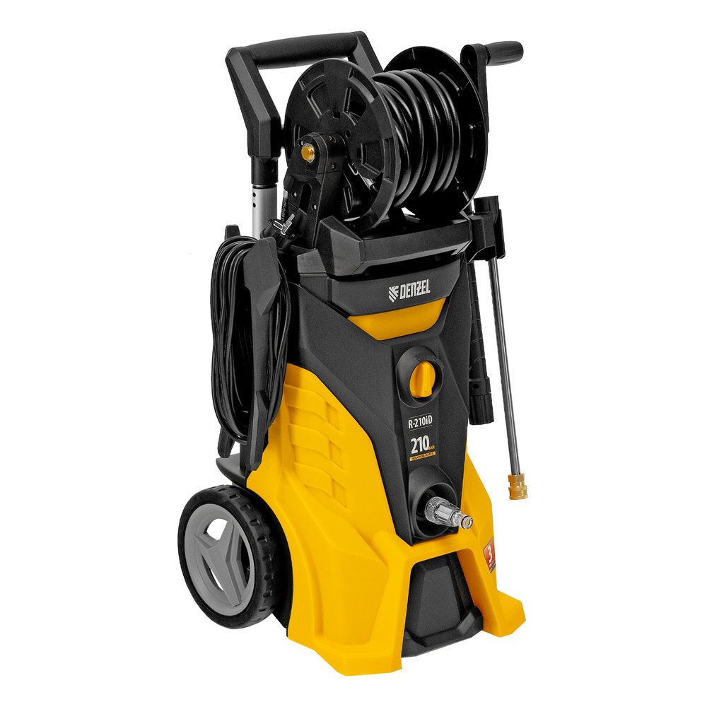 Моечная машина высокого давления R-210iD, 2600 Вт, 210 бар, 8.0 л/мин, асинхронный двигатель, барабан Denzel