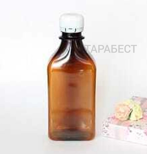 Флакон 250 мл пластик коричневый плоский с белой крышкой