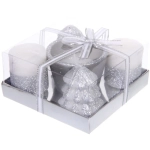 Свечи новогодние «Лесной микс» 11.5*11.5*5см (набор 5шт), Серебро