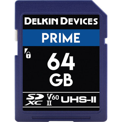 Карта памяти Delkin Devices Prime SDXC 64GB UHS-II U3 V60, R/W 280/150 МБ/с
