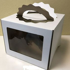 Коробка для торта с фигурными ручками 20х20х20