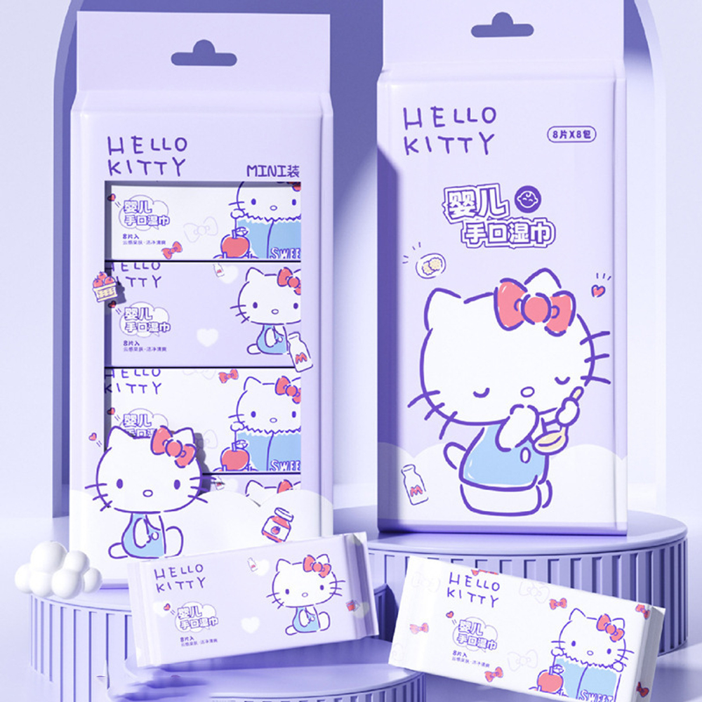 Влажные салфетки "Sanrio Mini", 8 шт