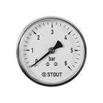 Манометр аксиальный STOUT - 1/4" (D63 мм, шкала 0-6 бар)