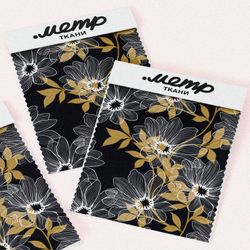 Ткань флис прозрачные цветы в золотом