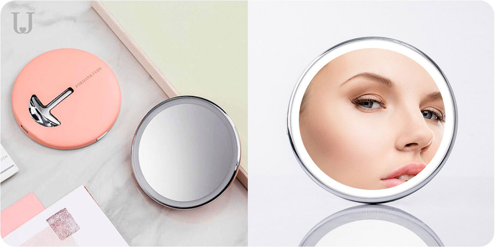 Зеркало косметическое Jordan&Judy Led Lighted Travel Makeup Mirror NV030 (розовое)