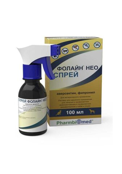 ФОЛАЙН НЕО Спрей от блох и клещей для кошек и собак, 100 мл