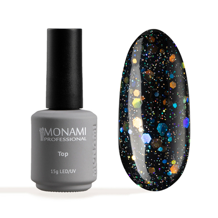 Monami Top Super Shine Crush - Топ для гель-лака с блестками без липкого слоя, 15мл