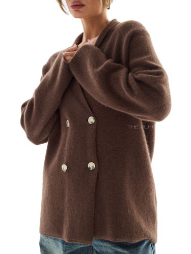 Шоколадный кашемировый кардиган с шалевым воротником