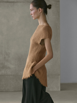 Massimo Dutti Топ из 100% льна с бахромой, жженый