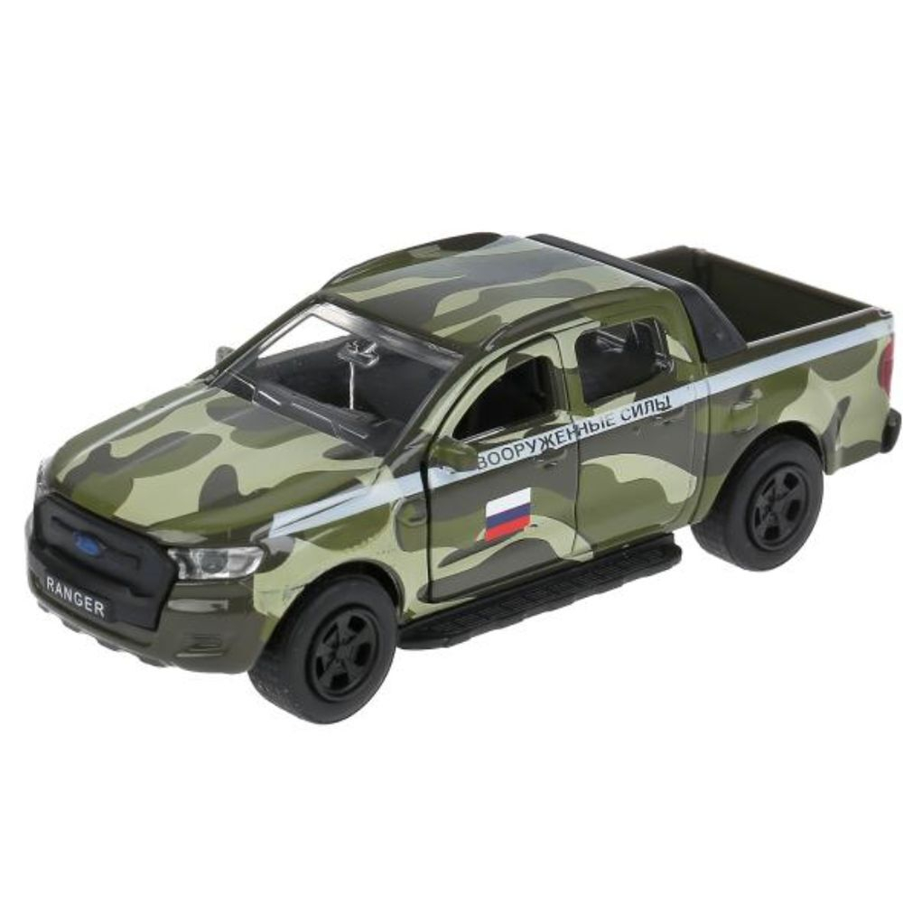 Машина Технопарк, Ranger пикап военный, 12 см, инерцион,открыв двери/багажн, SB-18-09-FR-M-WB