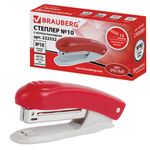 Степлер №10 BRAUBERG "Original", до 12 листов, с антистеплером, красный, 222532