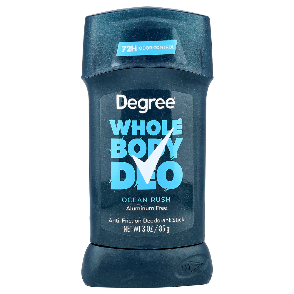 Degree, Whole Body Deo, дезодорант-стик, предотвращающий трение, Ocean Rush, 85 г (3 унции)
