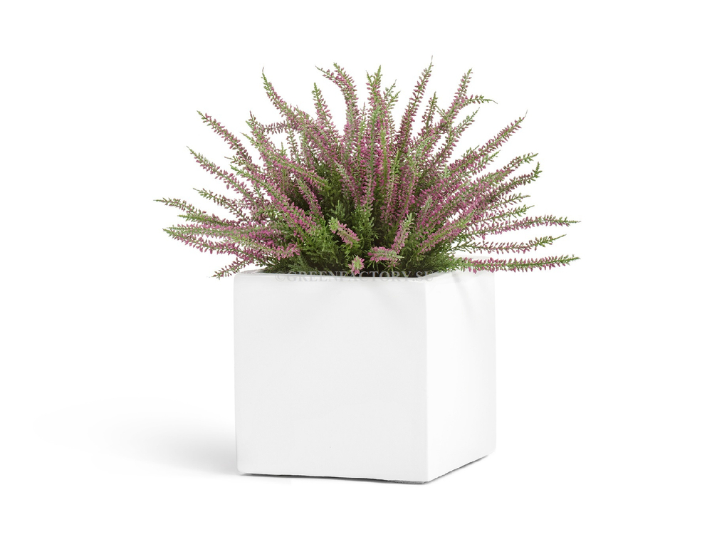 Кашпо TREEZ Effectory - серия Gloss - Куб - Белый глянцевый лак