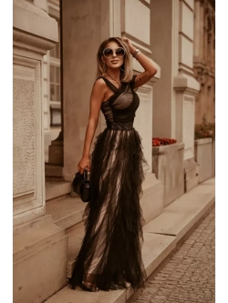 красивое черное макси платье из тюля + plus size