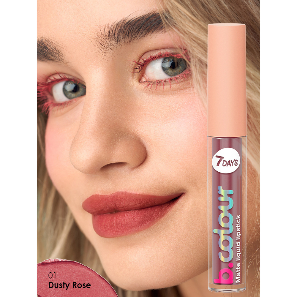 Жидкая матовая помада для губ 7 DAYS B.Colour 01 Dusty Rose