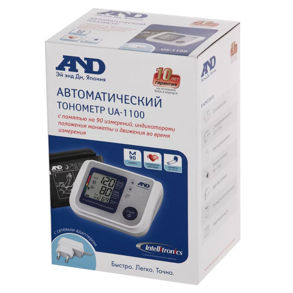 Тонометр AND UA-1100 автомат с адаптером эконом 23-37