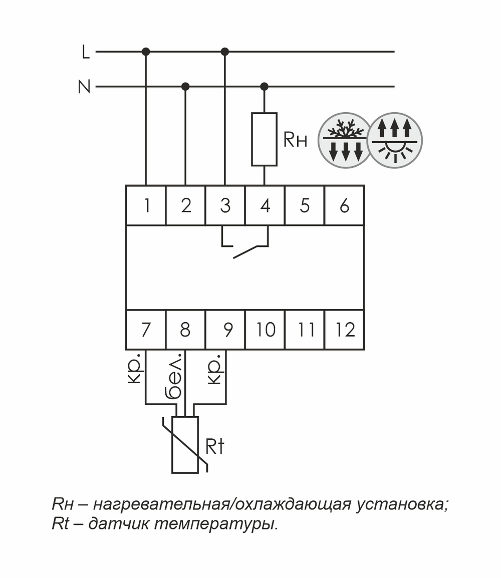 Реле контроля температуры CRT-05 230В AC 16А 1P IP20 (от -100 до +400 град.C; микропроцессорный; многофункц.; ЖКИ индикация; с возможностью подкл. выносного датчика РТ100)