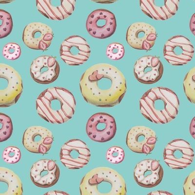 Пончики на голубом фоне