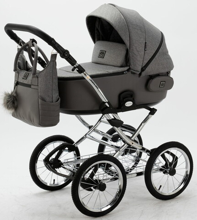 Детская коляска Adamex Porto Retro 2 в 1 PO-PS5 (Т.СЕР+Т.СЕР.КОЖА)