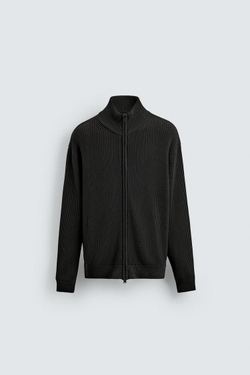 ZARA КАРДИГАН ПЛАТОЧНОЙ ВЯЗКИ НА МОЛНИИ, ХАКИ