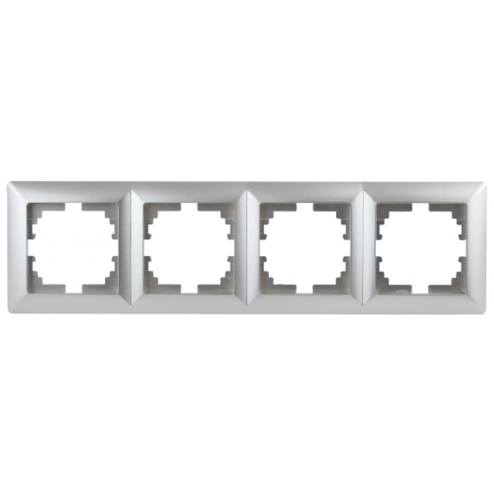 Рамка для розеток и выключателей Intro Solo 4-504-03 на 4 поста, СУ, алюминий