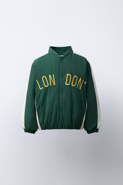 ZARA БОМБЕР С ОТСТЕГИВАЮЩИМСЯ ФЛИСОВЫМ КАПЮШОНОМ WATER REPELLENT, ЗЕЛЕНЫЙ