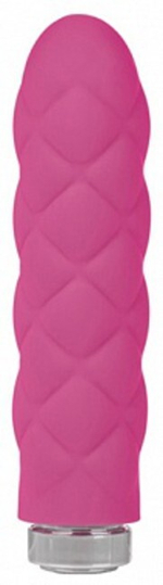 Небольшой силиконовый вибратор с рельефом KEY (5 режимов) (Цвет: малиновый)