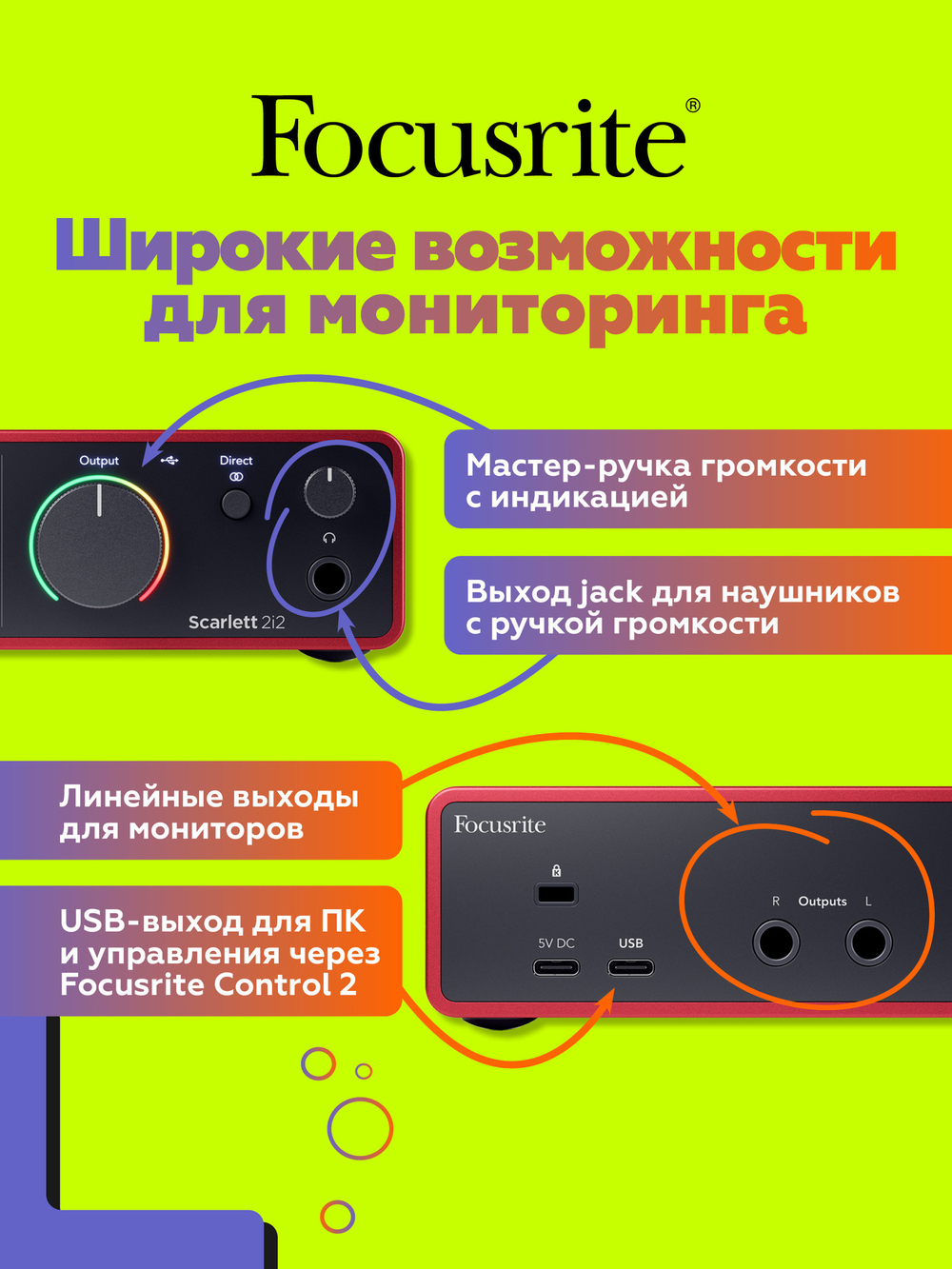 Внешняя звуковая карта Focusrite Scarlett 2i2 4th Gen