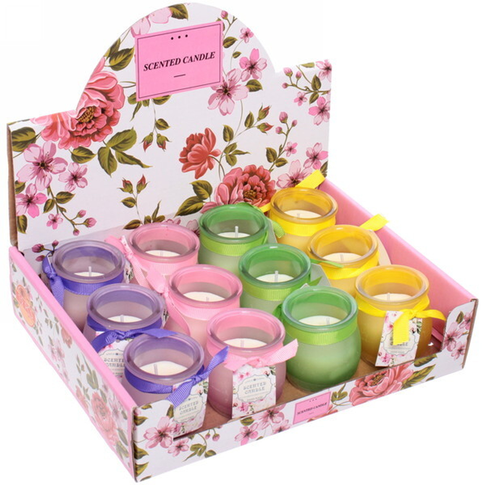 Свеча «Home decoration-Криспи» 5*5,5см в подсвечнике, микс 4 цвета C4015