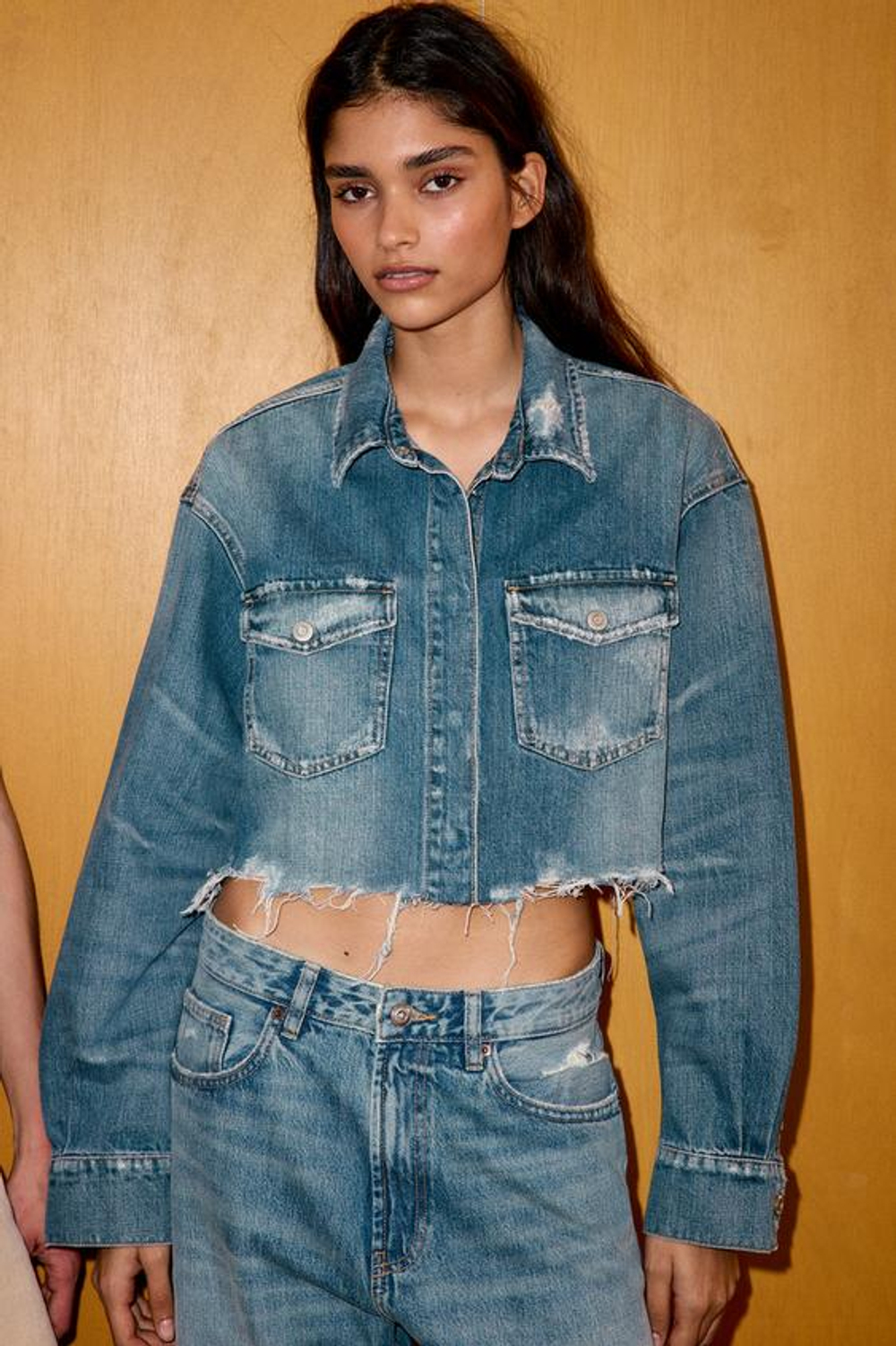 CROP ДЖИНСОВЫЙ ТОНКИЙ ПИДЖАК TRF - ZARA